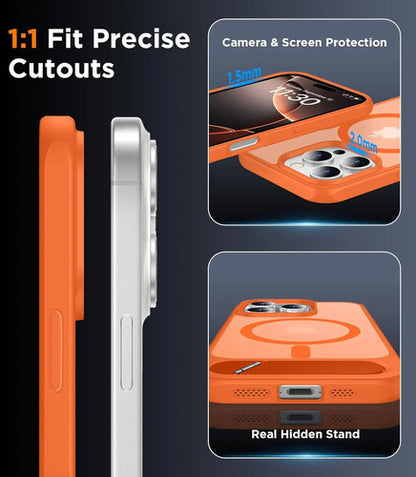 Funda Magnética Temdan Para iPhone 16 Pro Max Con Soporte Naranja