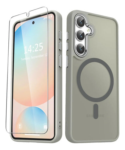 Funda Magnética Mate Para Samsung Galaxy S25+ Plus Gris