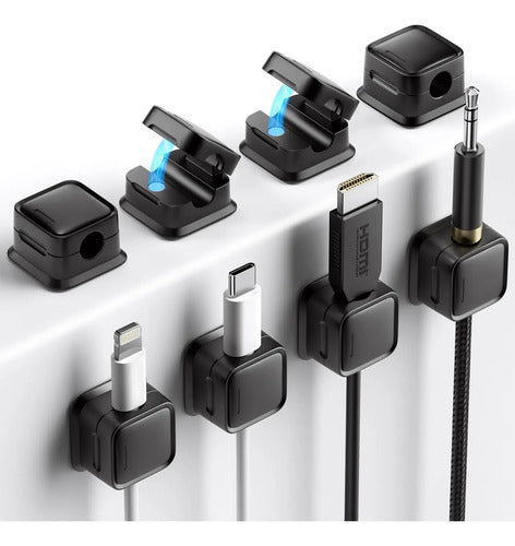 Organizador De Cables Adhesivo Magnético Costop, Pack De 8 Negro