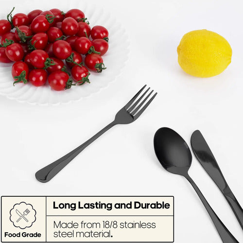 Set De Utensilios De Acero Inoxidable Para Viaje O Camping Negro