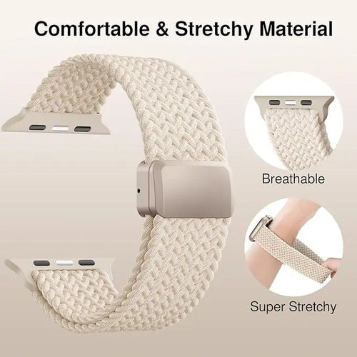 Banda Elástica Trenzada Para Apple Watch Beige