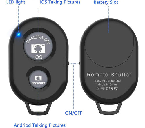 Control Remoto Inalámbrico Para Cámaras De Smartphone Negro
