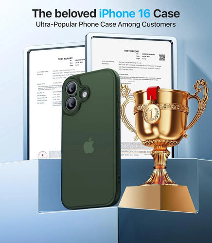 Funda Protectora Para iPhone 16, Antigolpes Verde Oscuro