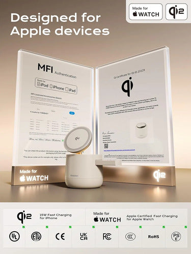 Estación De Carga Inalámbrica Magsafe 4 En 1 Beige