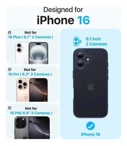 Funda Protectora Para iPhone 16, Antigolpes Azul Marino