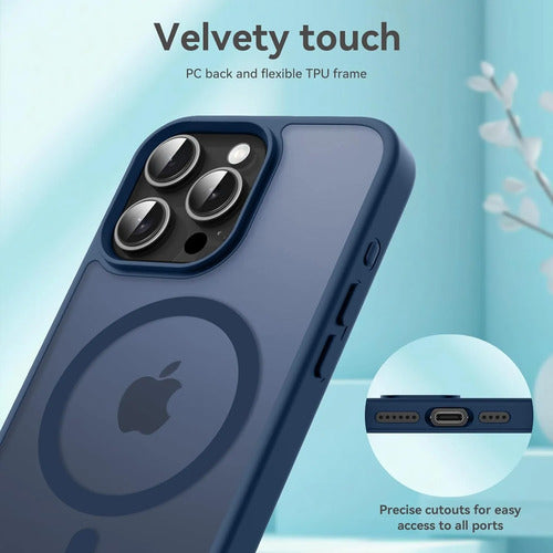Funda Magnética Para iPhone 16 Pro Azul Marino