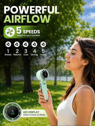 Ventilador De Mano Recargable Econour Verde