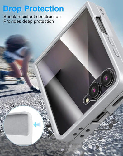 Funda Samsung Galaxy Z Flip 7, Protect De Pantalla Integrado Gris