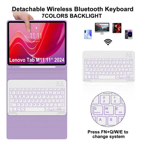 Funda Con Teclado Para Lenovo Tab M11 / K11 Lte 11 Pulgadas Morado