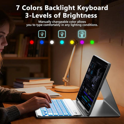 Funda Con Teclado Retroiluminado Para iPad Air Y Pro Gris