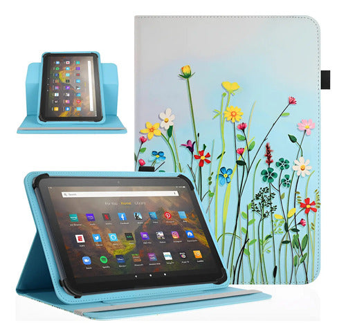 Funda Universal Tablet 10.5-11.5 Pulgadas, Rotación 360°, Flower Grass 08