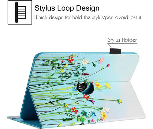 Funda Universal Tablet 10.5-11.5 Pulgadas, Rotación 360°, Flower Grass 08