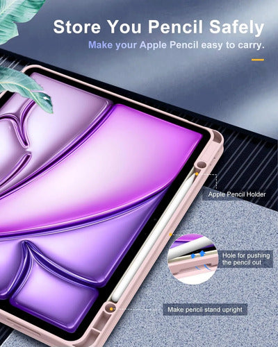 Funda Timovo Para iPad Air 13 Pulgadas M2 2024 - Gris Claro Rosa