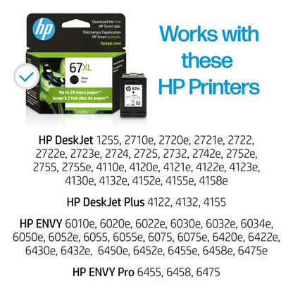 Cartucho De Tinta Negra 67xl Hp