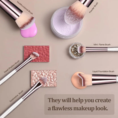 Set De 18 Brochas De Maquillaje Premium Champagne