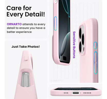 Funda Ornarto Compatible Con iPhone 16 Pro 6.3 , Silicona... Rosa Claro
