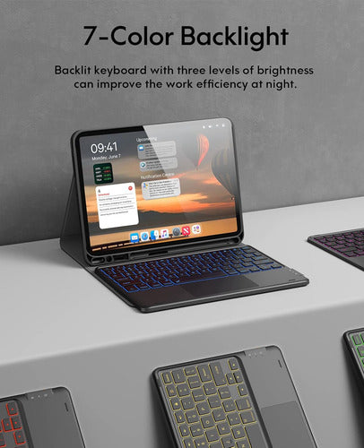 Chesona Funda Con Teclado Para iPad Air 11 Y Pro 11, Retr... Negro