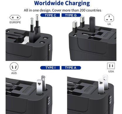 Adaptador De Viaje Universal Con Carga Rápida Usb-c Y Usb-a