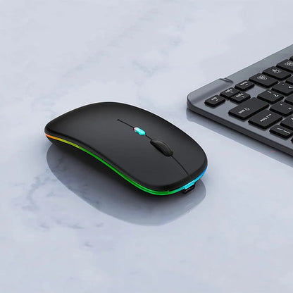 Mouse Inalámbrico Bluetooth Recargable Led Dual Mode Negro