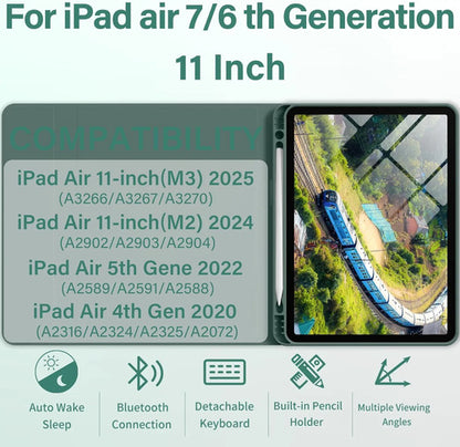 Funda Con Teclado Para iPad Air Gen 11 Verde Oscuro