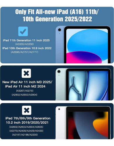 Funda Para iPad A16, 11va Gen 11'' 2025 Y 10ma Gen 10.9'' Azul