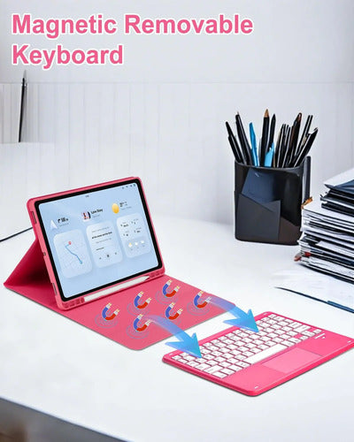 Funda Con Teclado Para Samsung Galaxy Tab S10 Lite/s10 Fe/s9 Rojo