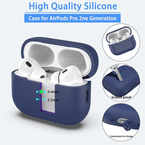 Estuche De Silicona Para AirPods Pro 2da Generación Azul Oscuro