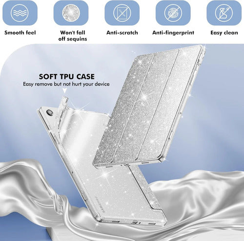 Funda Brillante Para Samsung Galaxy Tab A11 Plus/a9 Plus Plateado