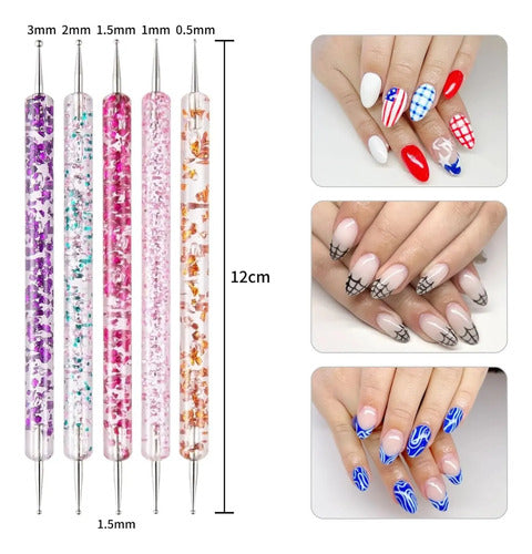 Kit De 5 Herramientas Para Diseño De Uñas, Punteros