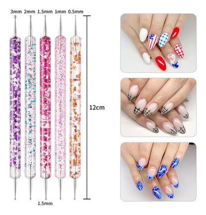 Kit De 5 Herramientas Para Diseño De Uñas, Punteros