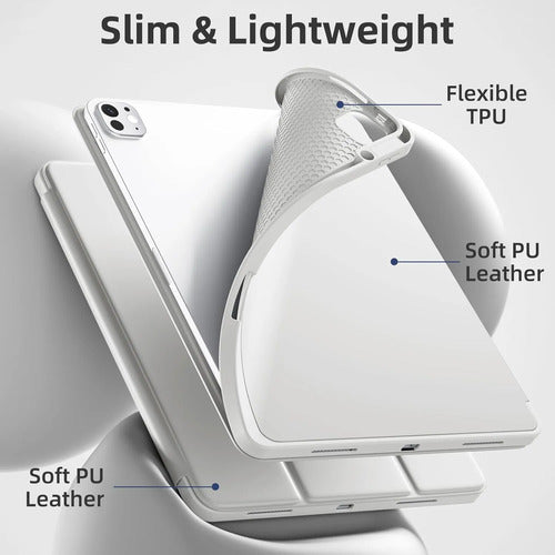 Funda Akkerds Para iPad Pro 13' Con Soporte Para Lápiz Gris