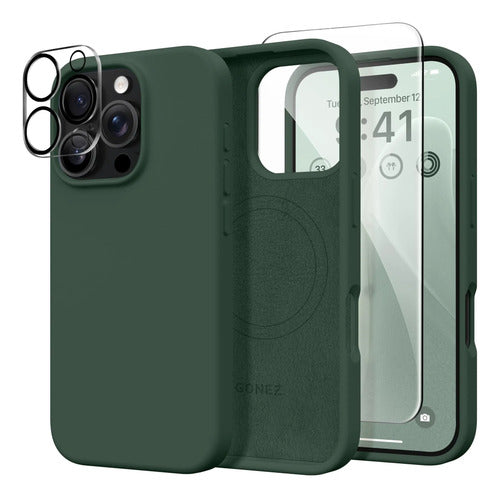 Funda Magnética Para iPhone 16 Pro Max Verde Oscuro