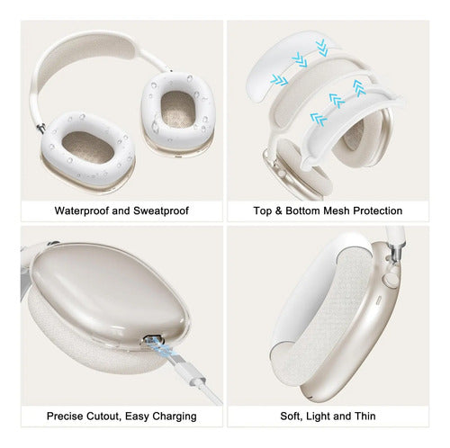 Funda De Silicona Para AirPods Max, Blanco Transparente Blanco