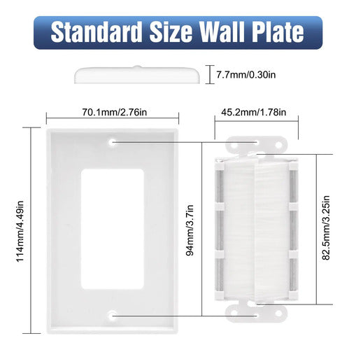 Placas De Pared Para Gestión De Cables De Bajo Voltaje, B... Blanco