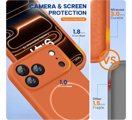 Funda Magnética Miracase Para iPhone 17 Pro Naranja