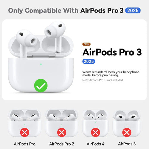 Funda De Silicona Para AirPods Pro 3 Con Kit Limpieza Negro