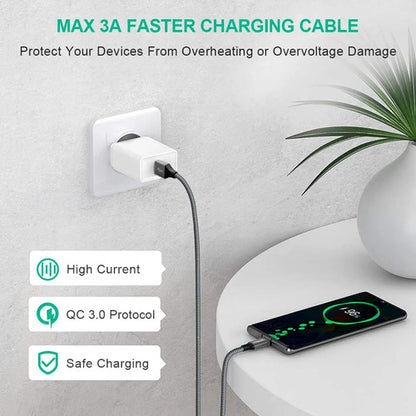 Cable De Carga Rápida Usb-a A Usb-c De 2 Pies Gris
