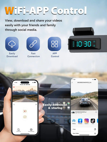 Dashcam 4k De Doble Canal Con Wifi Y 64gb De Memoria