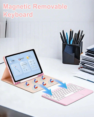 Funda Con Teclado Para Samsung Galaxy Tab S10 Lite/s10 Fe/s9 Rosa