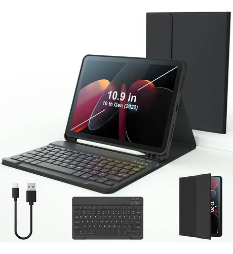 Funda Con Teclado Para iPad (a16) 11th/10th Gen (11/10.9) Negro