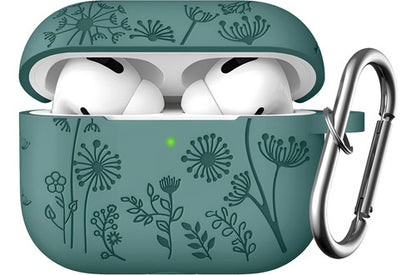 Funda De Silicona Lerobo Para AirPods Pro 2, Diseño Flora... Verde Oscuro
