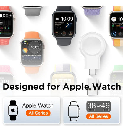Cargador Usb Portátil Para Apple Watch Usb C Y Usb A Blanco