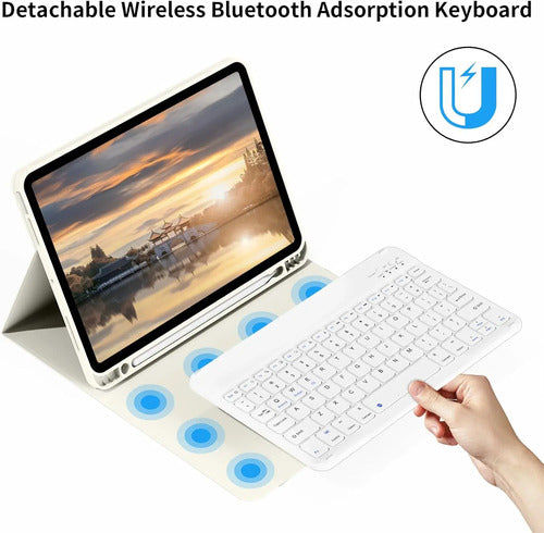 Funda Para iPad Air 7/6/5/4 Gen 2025/2024 Con Teclado Crema