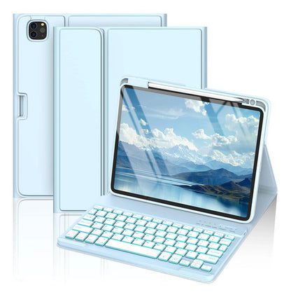 Funda Con Teclado Para iPad Air 11  Y Pro 11 Azul Claro