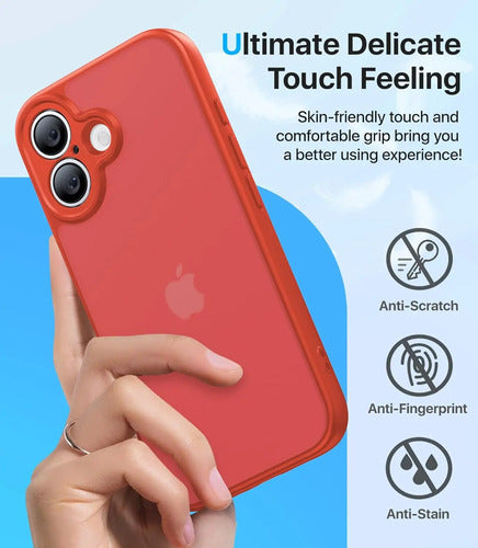 Funda Protectora Para iPhone 16, Antigolpes Rojo