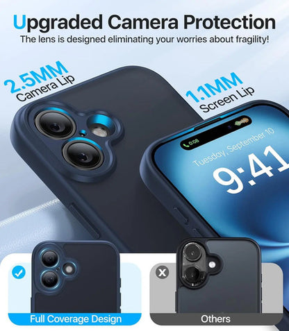 Funda Protectora Para iPhone 16, Antigolpes Azul Marino