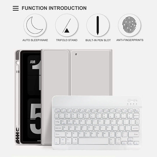 Funda Con Teclado Para iPad 9th/8th/7th Gen 10.2 Gris