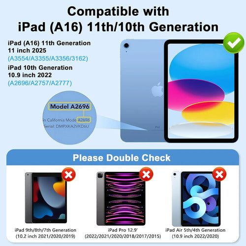 Funda Transparente Para iPad 11th/10th Gen 2025 Azul