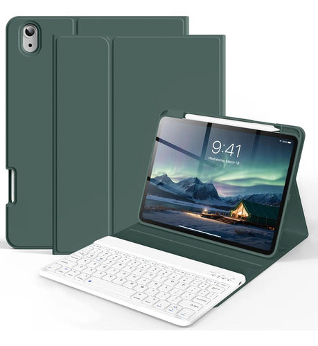Funda Con Teclado Para iPad (a16) 11th/10th Gen (11/10.9) Verde Oscuro