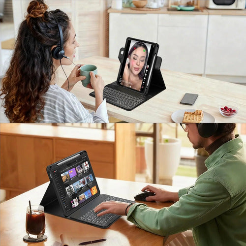 Funda Con Teclado Para Galaxy Tab A11 Plus Y A9 Plus Negro